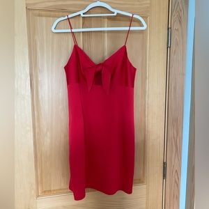Aidan Mattox pinkish red mini silky dress; size 6; tie front